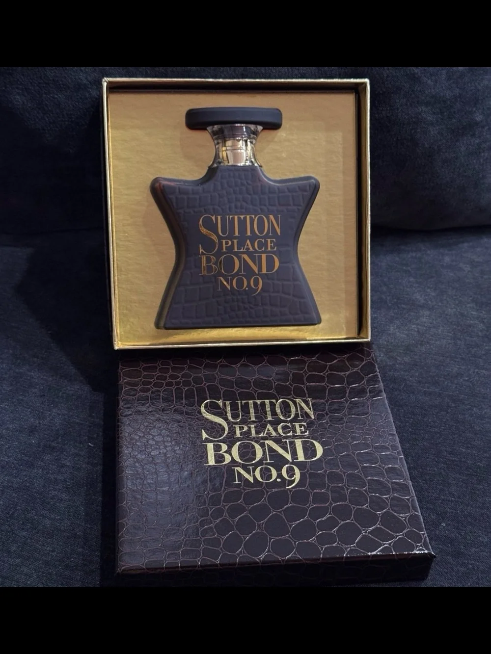 Sutton Place Brown Leather-Textured Men’s Fragrance Bottle 3.3 Oz